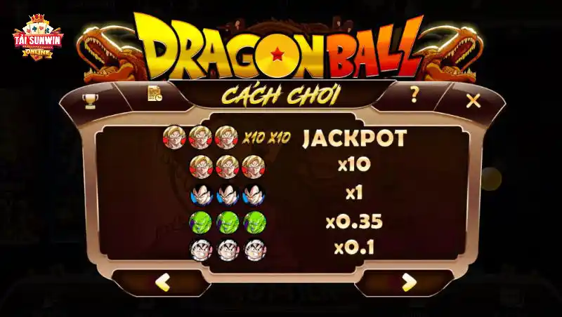 5 tỷ lệ thưởng trong trò Dragonball tại linktaisunwin online